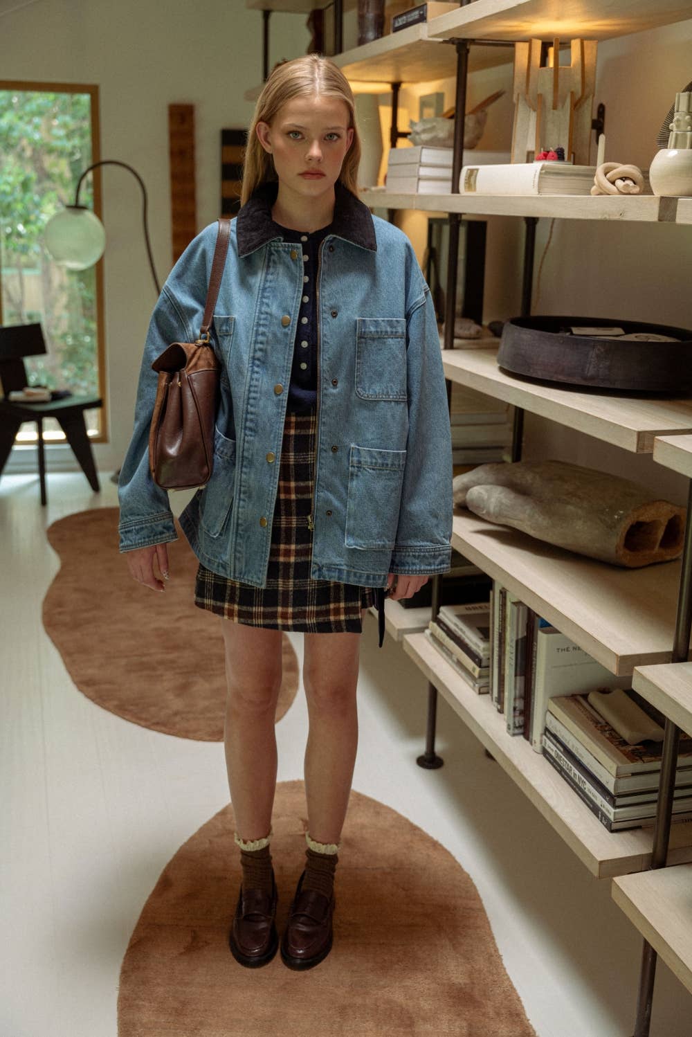 Miou Muse | Corduroy Collar Denim Utility Jacket