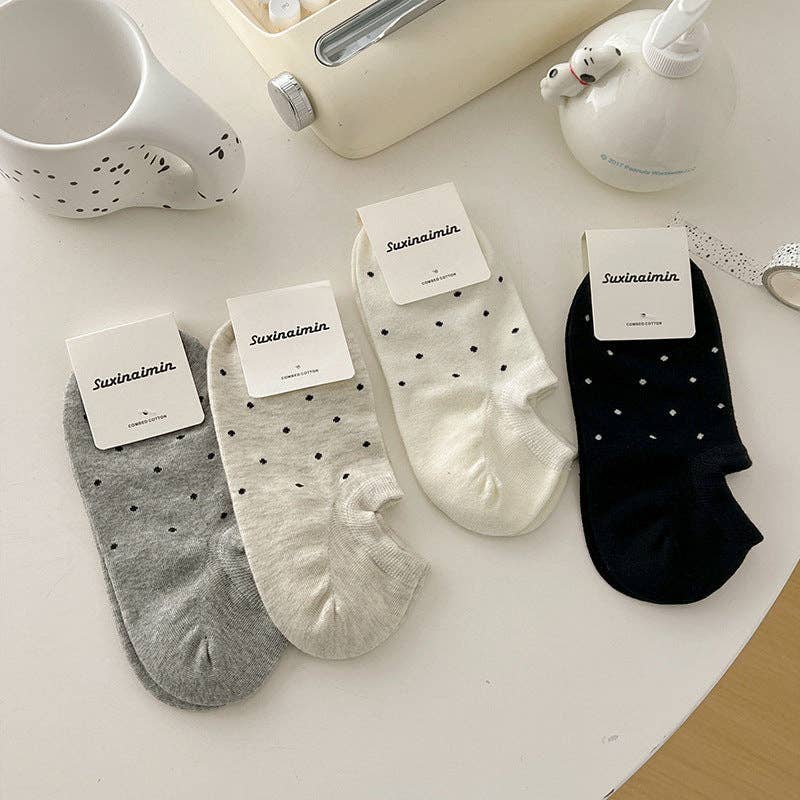 Sweetkama | Ladies Polka Dot Knit Boat Socks