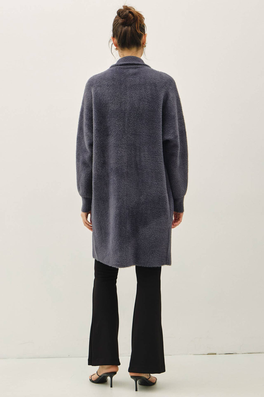 Be Cool | Long Fuzzy Notched Coatigan