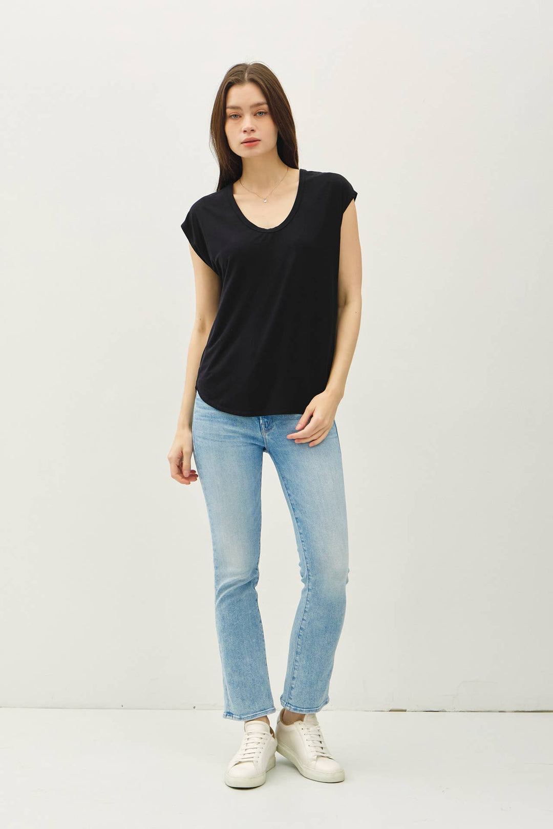 Be Cool | Bamboo Basic Scoop Neck Cap Sleeve Tee