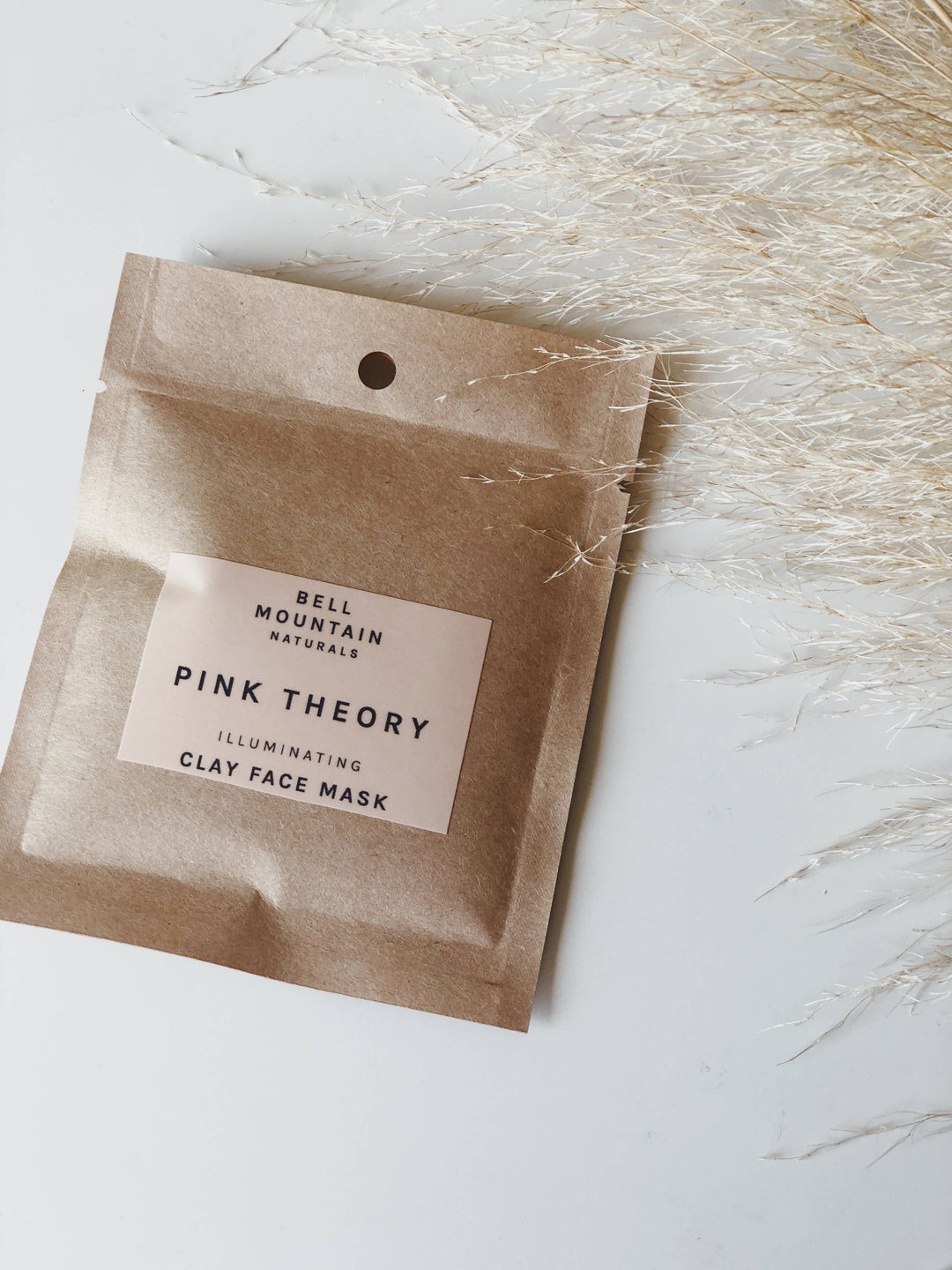 Bell Mountain Naturals | Pink Theory Clay face mask. .5 oz compostable sample pack.