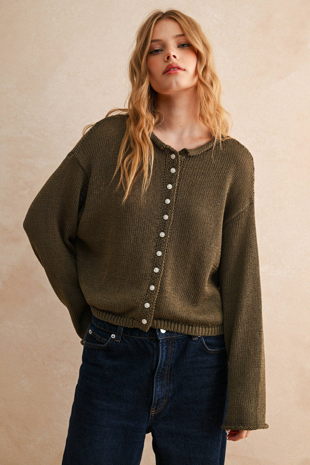 Miou Muse |Light Weight Button Front Cardigan