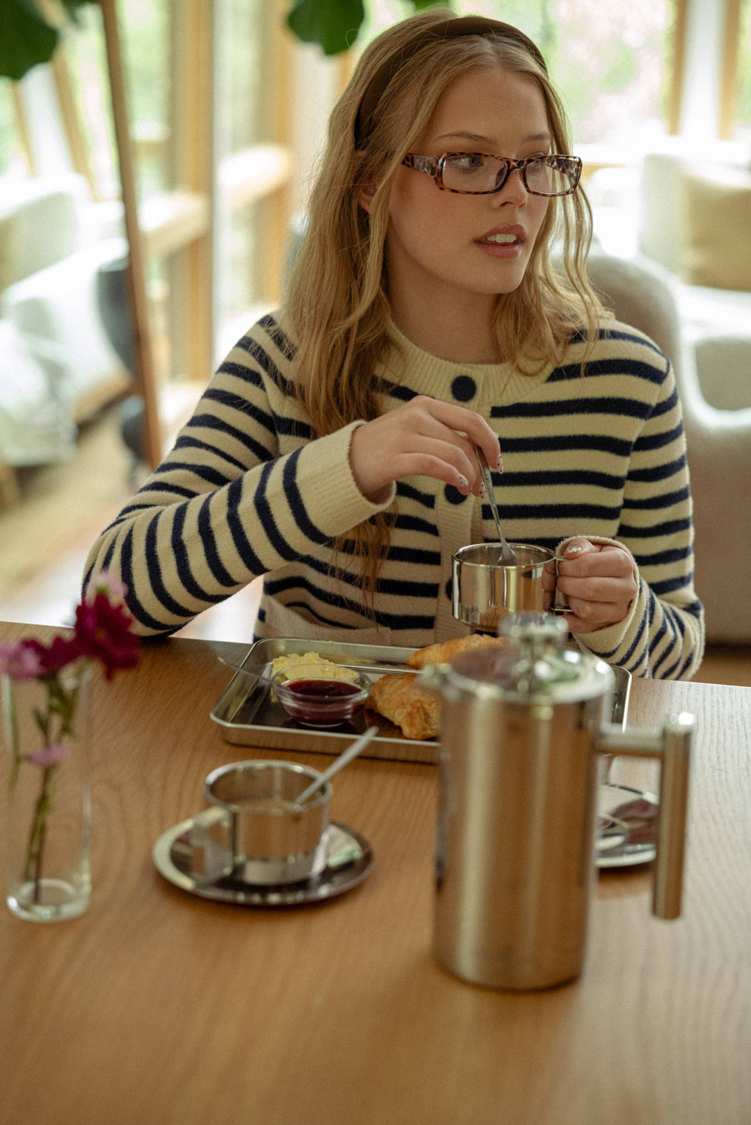 Miou Muse | Button Down Striped cardigan