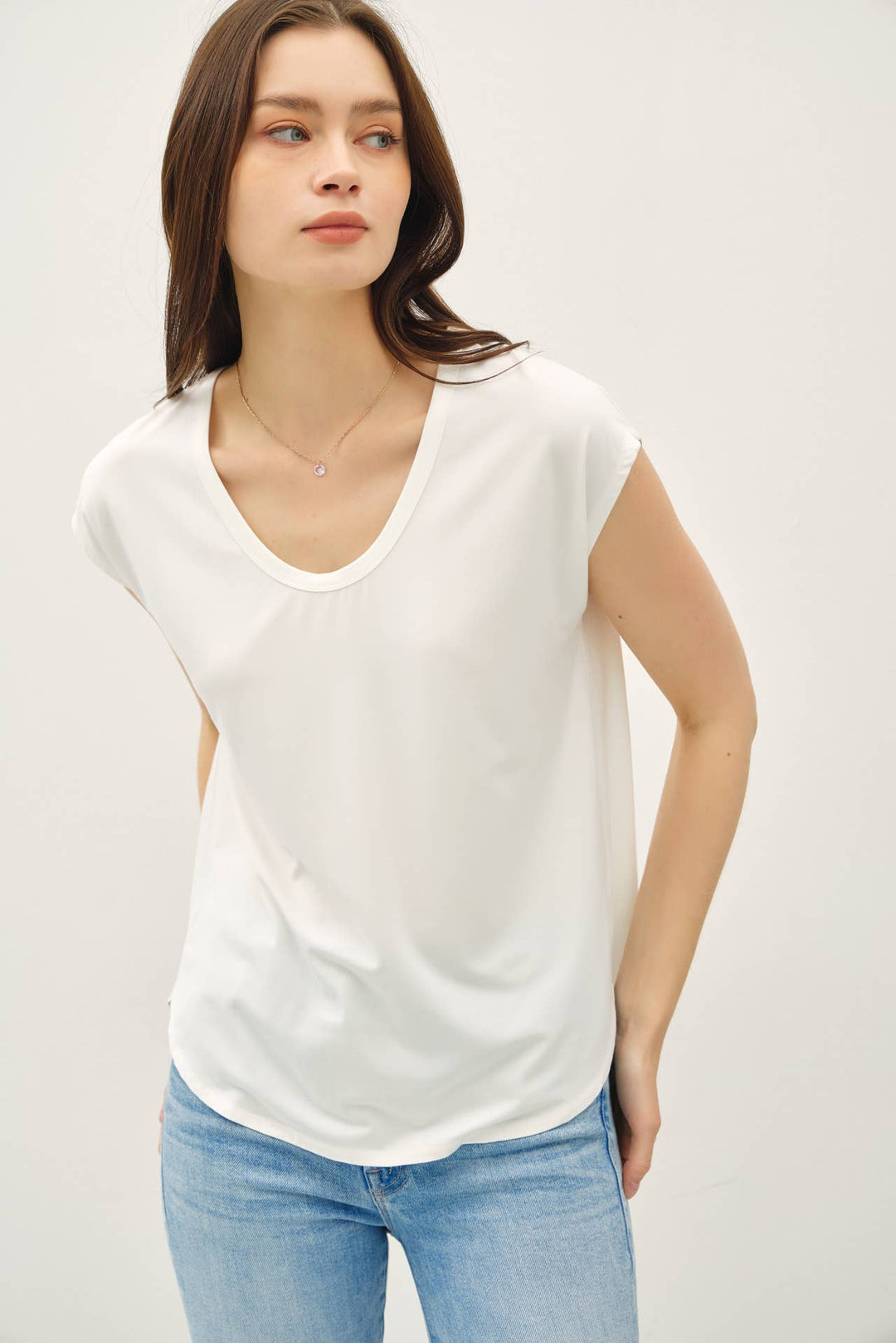 Be Cool | Bamboo Basic Scoop Neck Cap Sleeve Tee