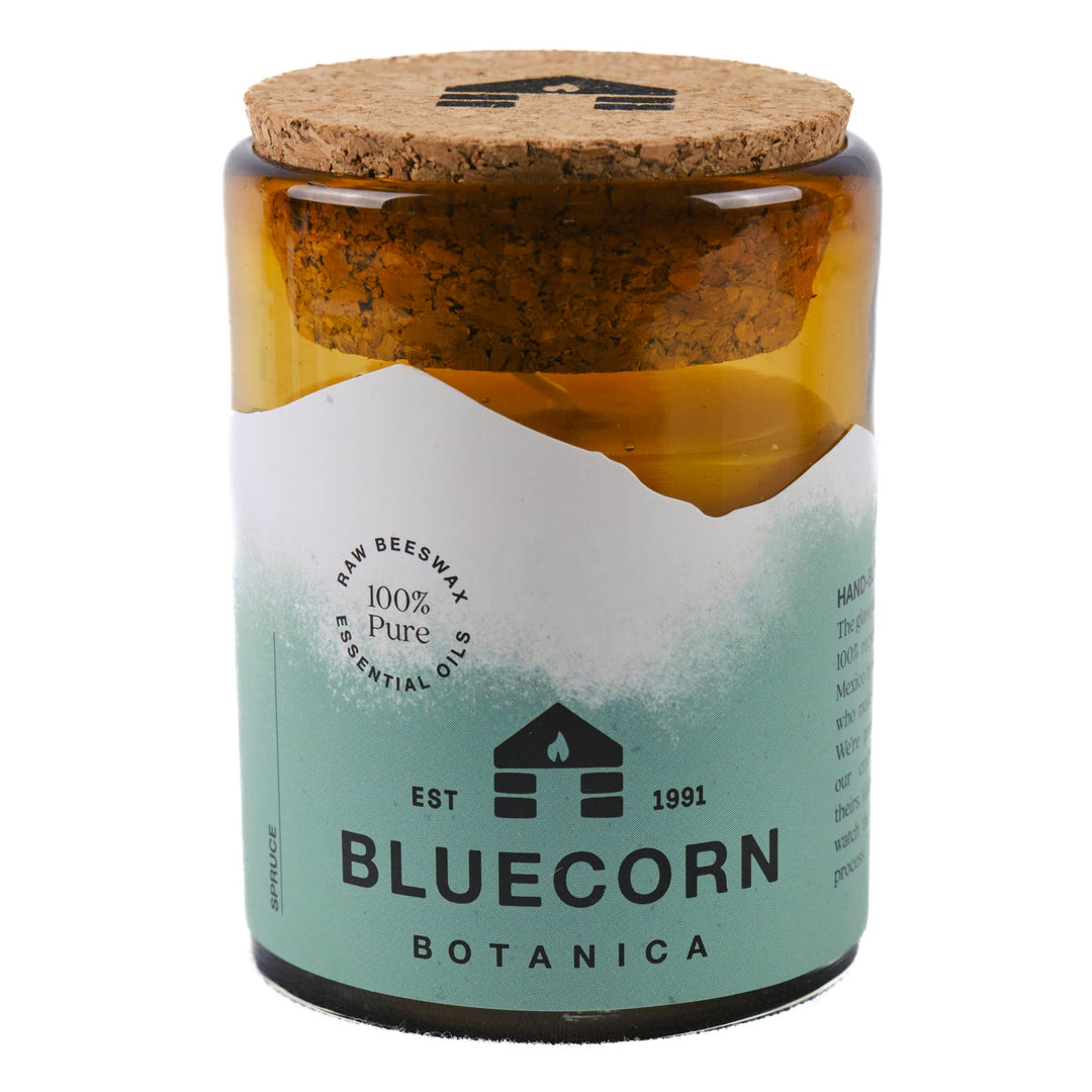Bluecorn Candles | Scented Beeswax Candles - Pure Essential Oils - Blown Glass Holders