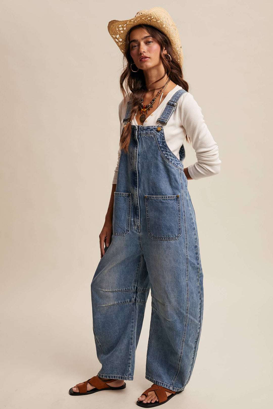 Listicle | Western Wide-Leg Denim Overalls