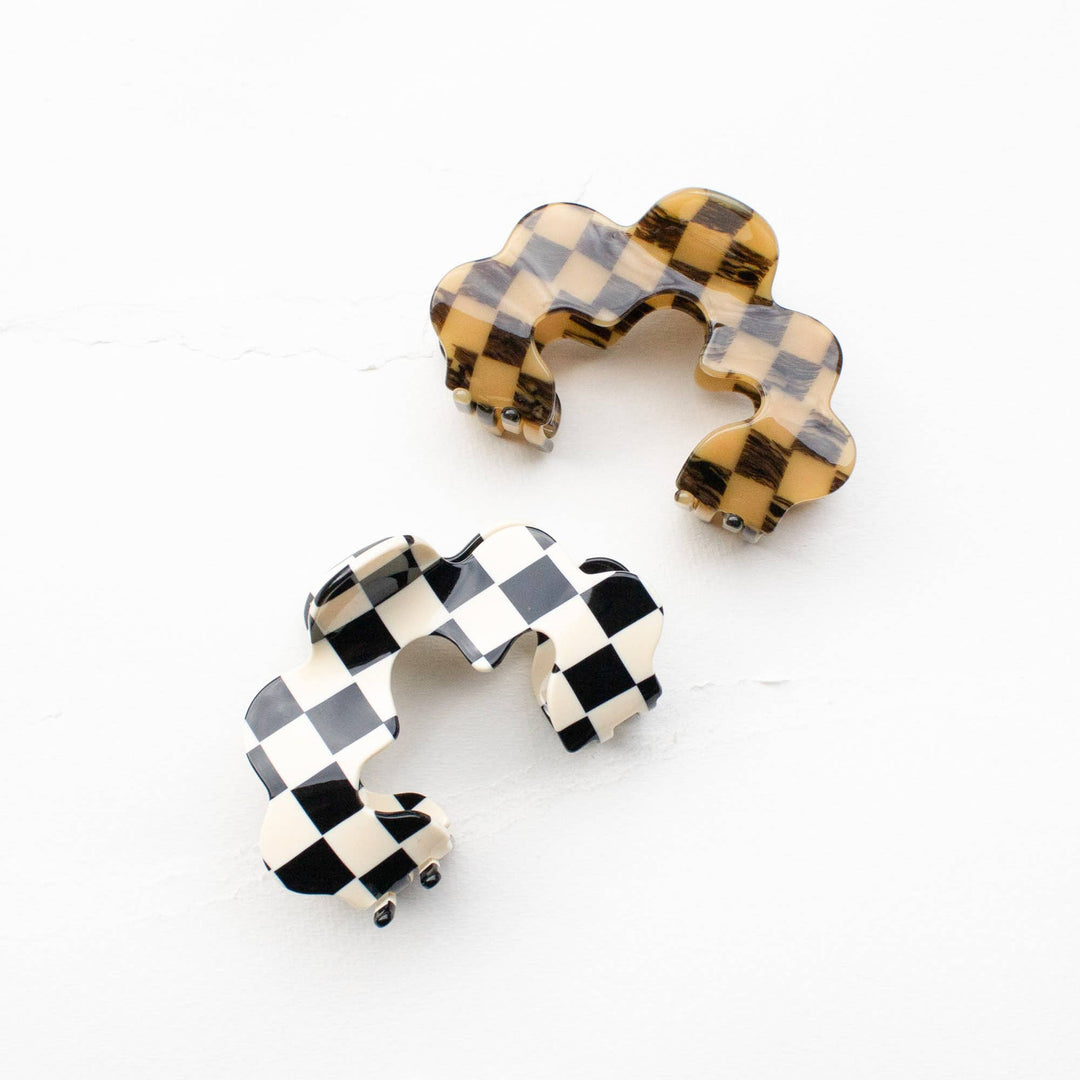 Tiepology | Eco Wave Cloud Checkerboard Pattern Hair Claw Clip