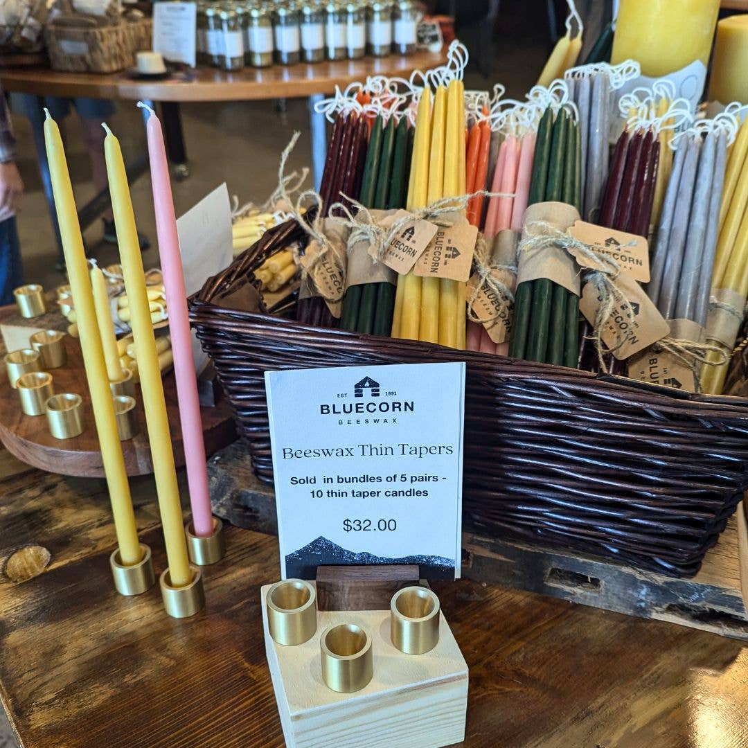 Bluecorn Candles | Thin Taper Candle Holder - Solid Brass