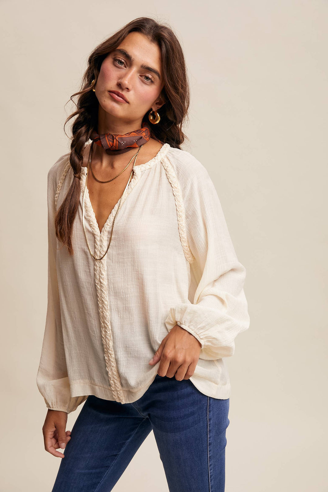 Listicle | Braided Trim Peasant Blouse