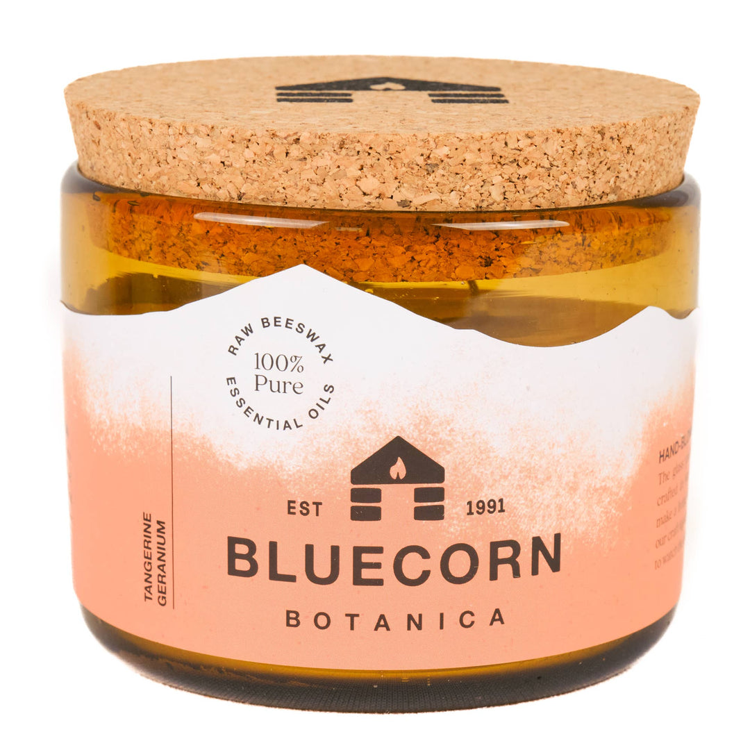 Bluecorn Candles | Scented Beeswax Candles - Pure Essential Oils - Blown Glass Holders