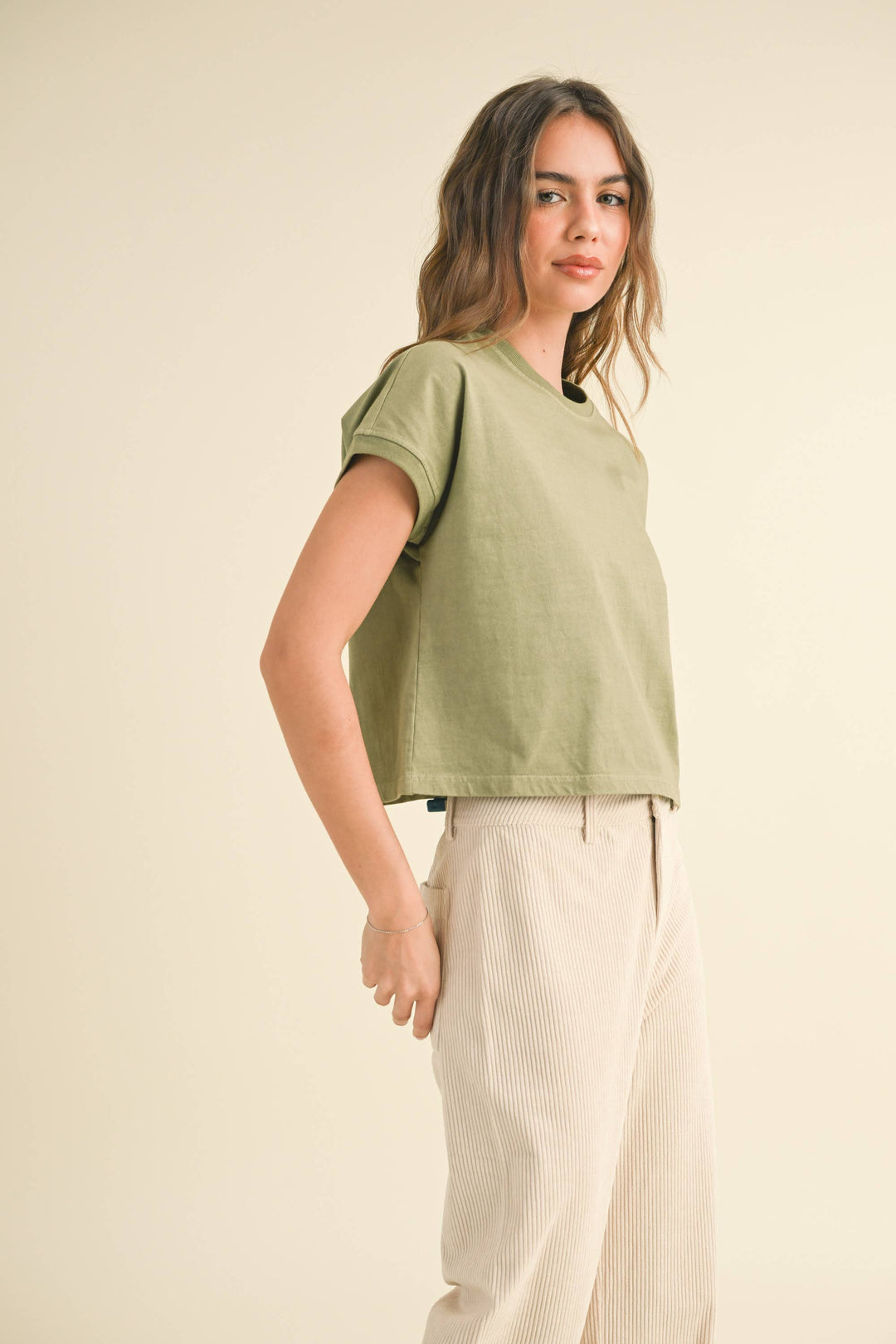 Miou Muse | Washed Short Cap Sleeve top