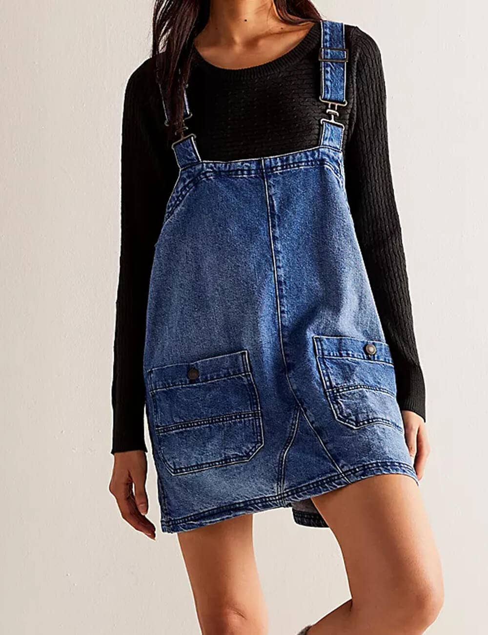 Sweetkama | Ladies Pocket Denim Mini Overall Dress