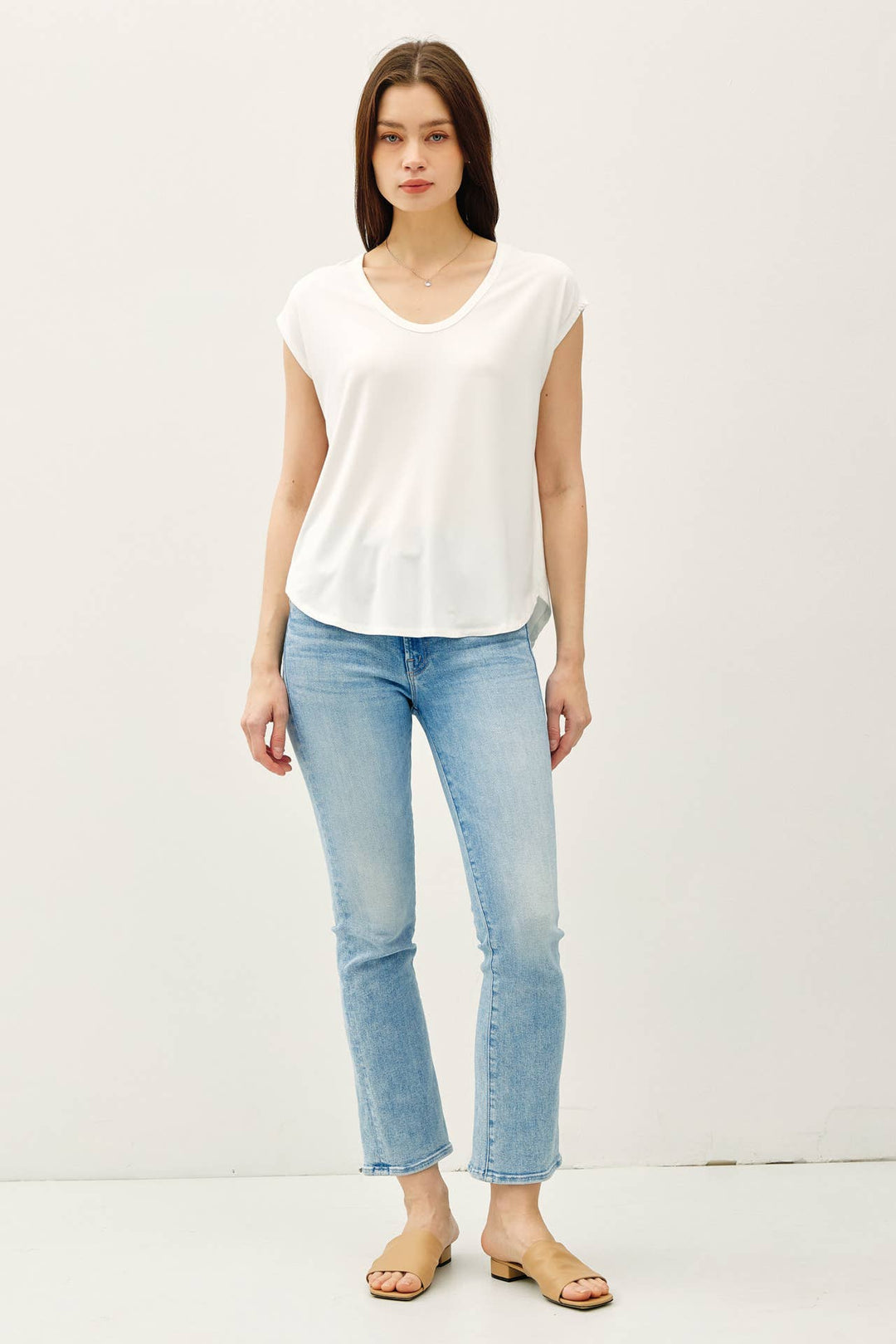 Be Cool | Bamboo Basic Scoop Neck Cap Sleeve Tee