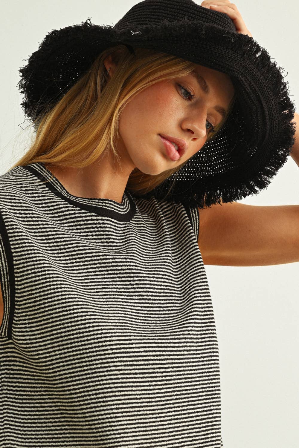 Miou Muse | Pinstripe Knit Tank Top