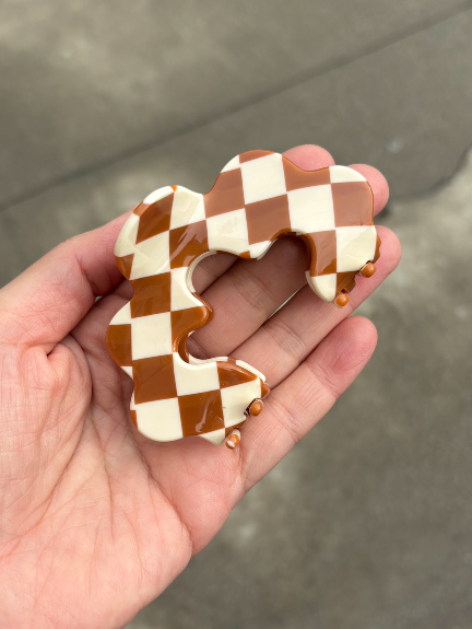 Tiepology | Eco Wave Cloud Checkerboard Pattern Hair Claw Clip