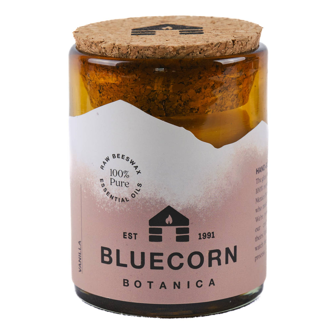 Bluecorn Candles | Scented Beeswax Candles - Pure Essential Oils - Blown Glass Holders