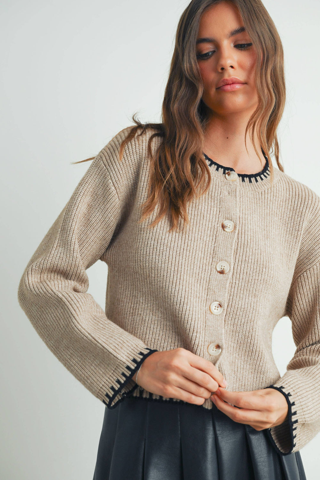Buttermelon | Women's Crewneck Cardigan Sweater