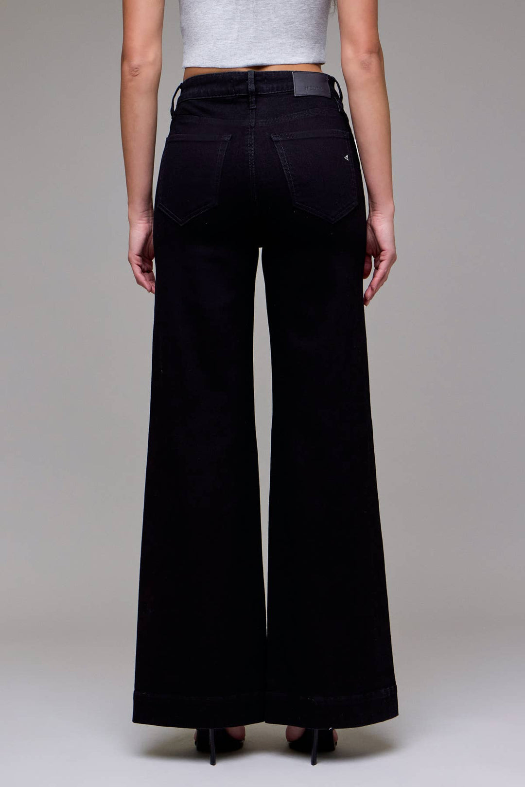 Hidden Jeans | Black Stretch Pintuck High Rise Comfort Flare