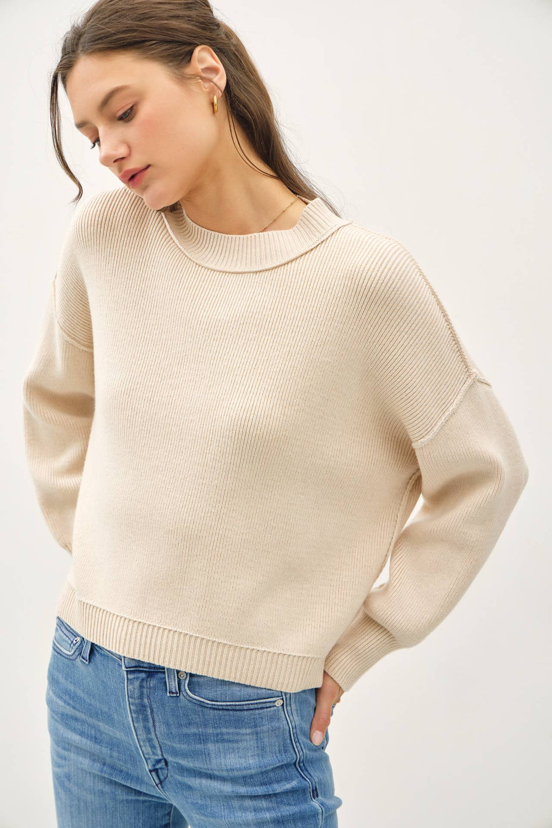 Be Cool | Ribbed Knit Raw Hem Sweater