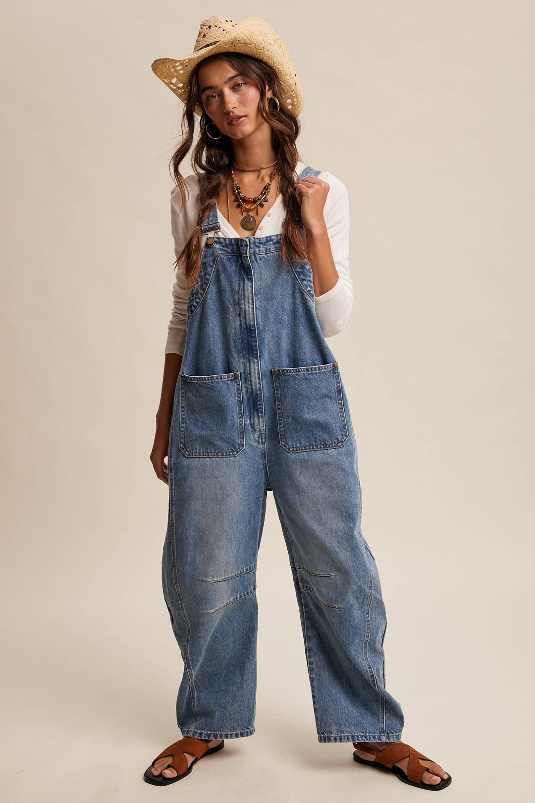 Listicle | Western Wide-Leg Denim Overalls