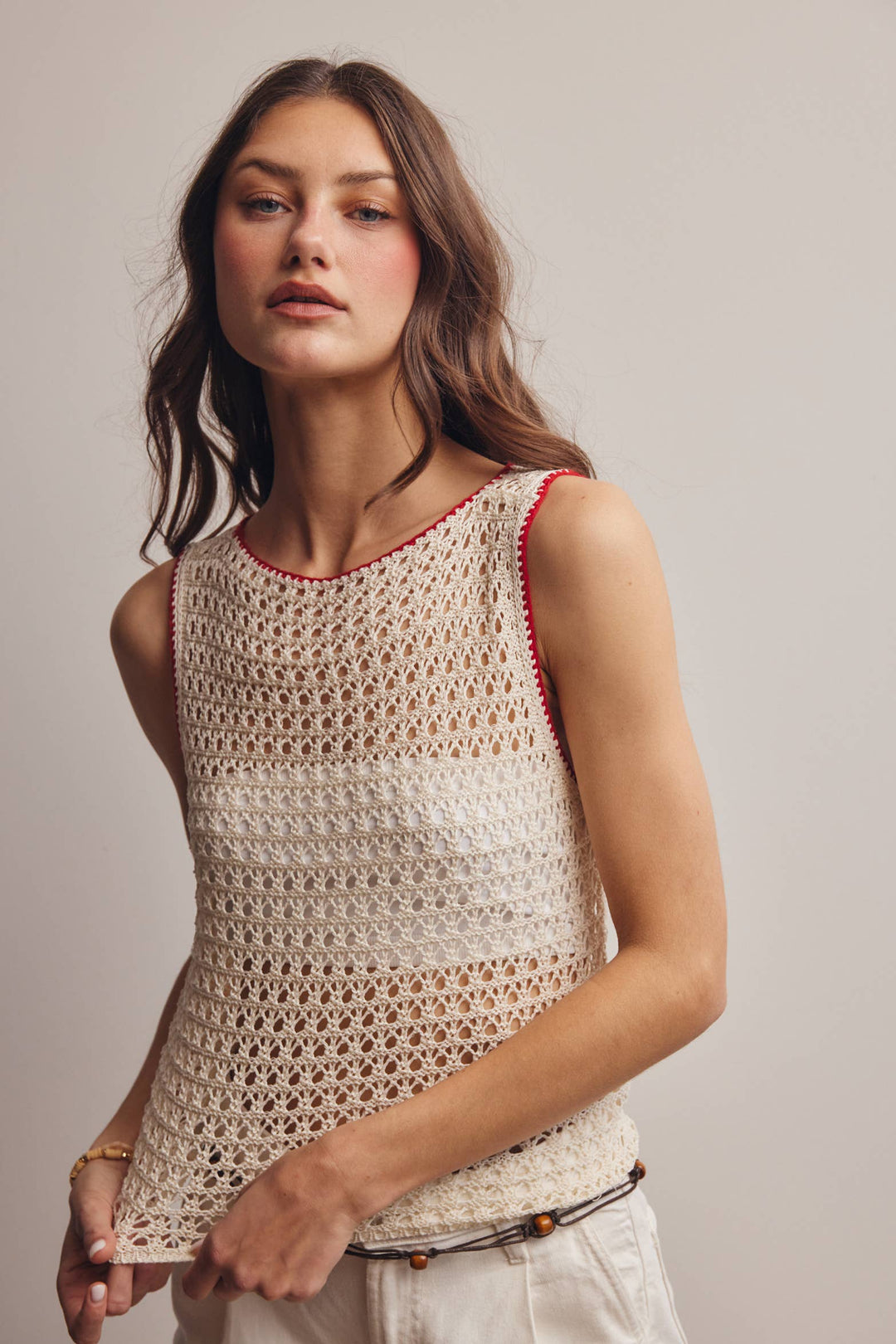 Forte | Sleeveless Crochet Knit Top