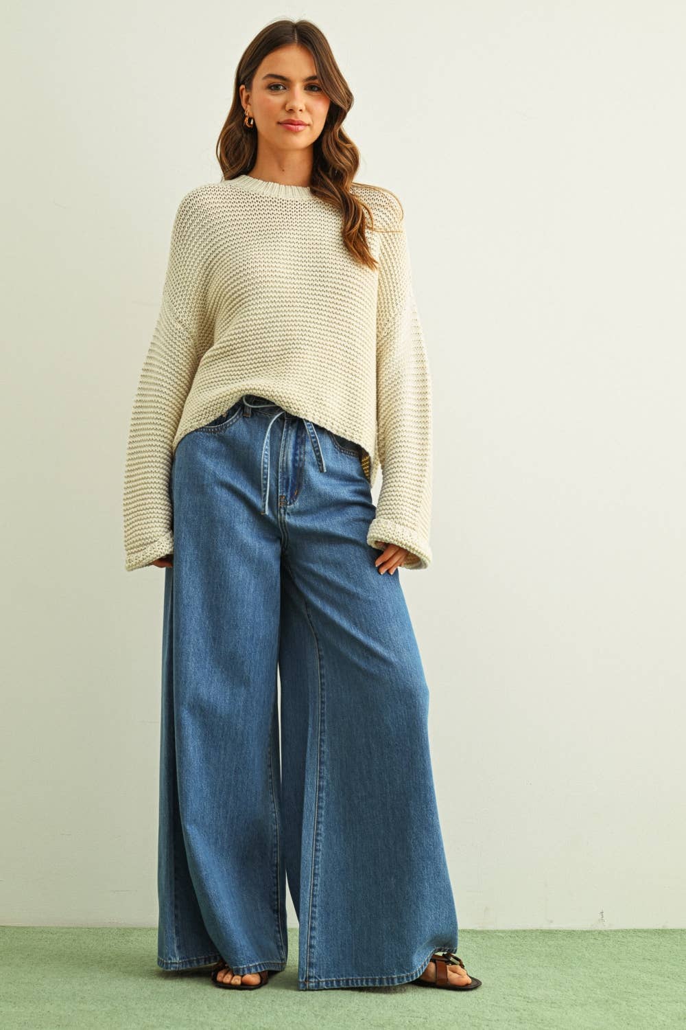 Miou Muse | Round Neck Sweater Top