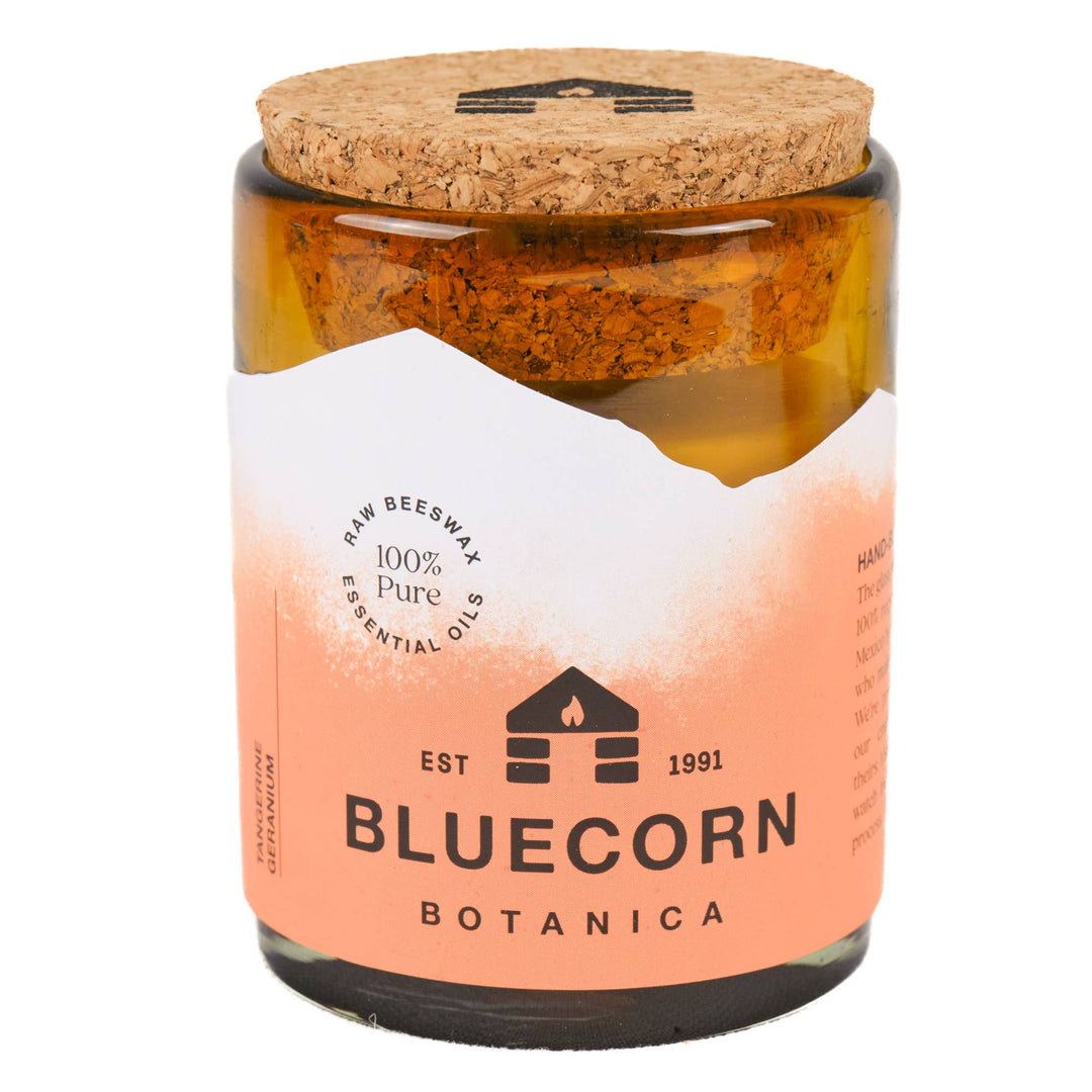Bluecorn Candles | Scented Beeswax Candles - Pure Essential Oils - Blown Glass Holders