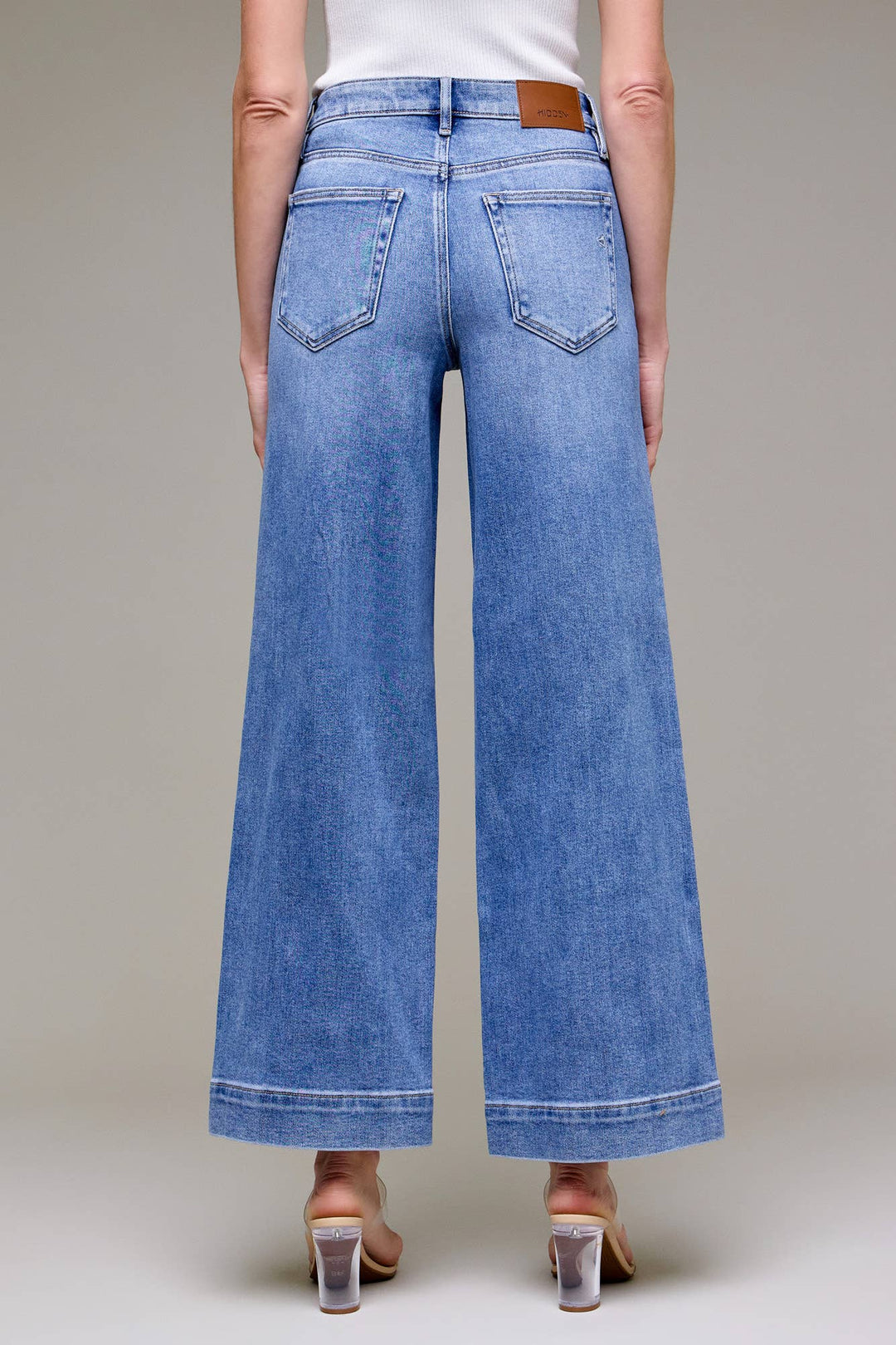 Hidden Jeans | Medium Wash Front Pocket Stretch Wide leg
