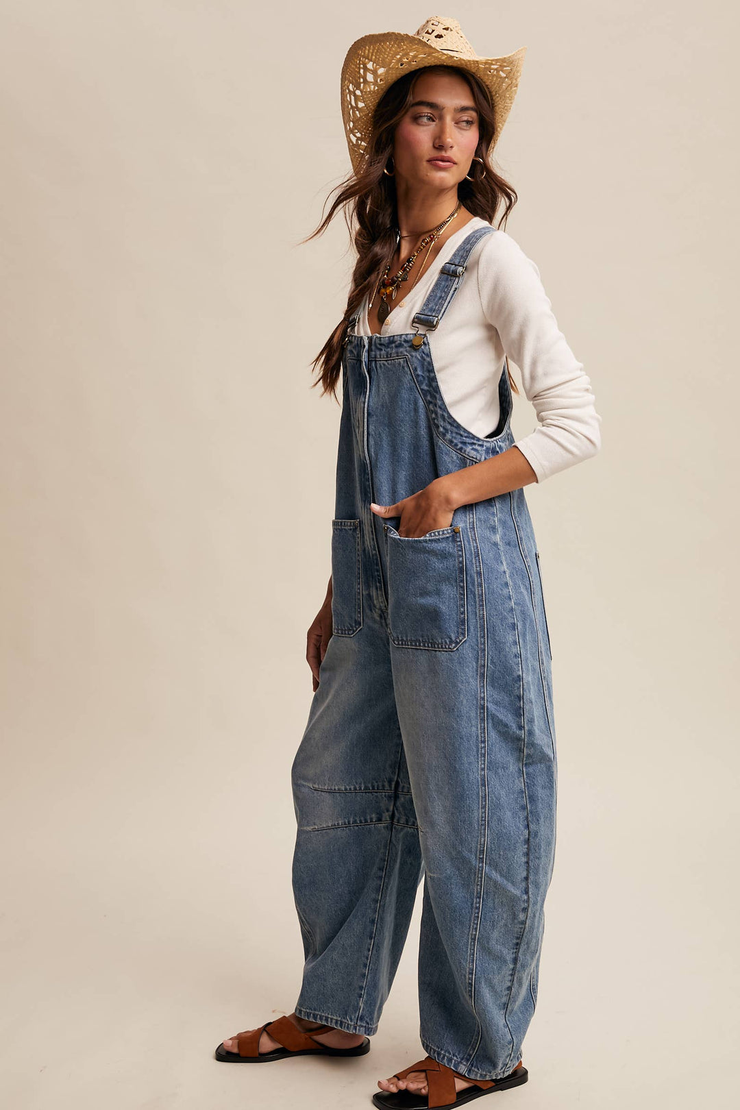 Listicle | Western Wide-Leg Denim Overalls