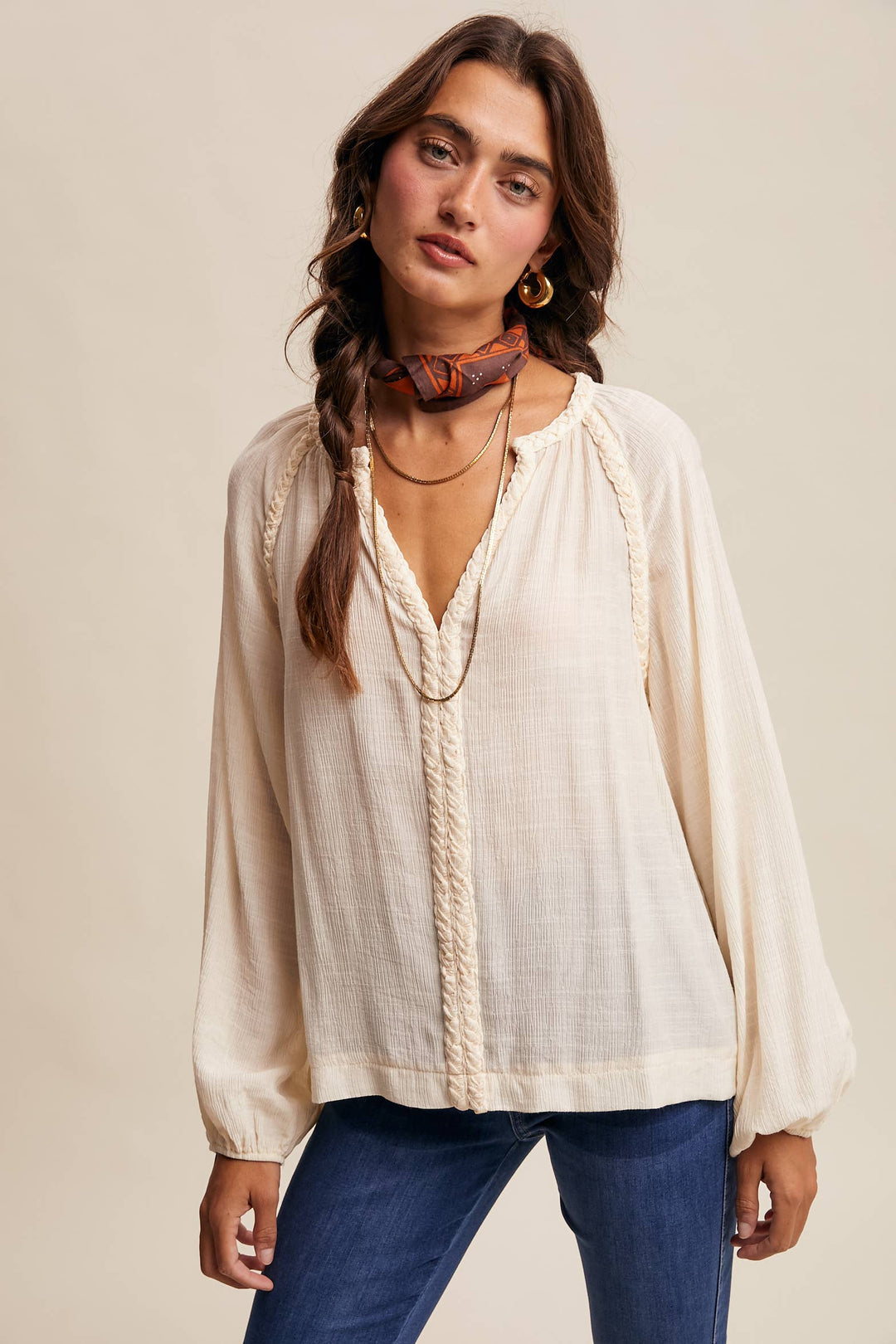 Listicle | Braided Trim Peasant Blouse