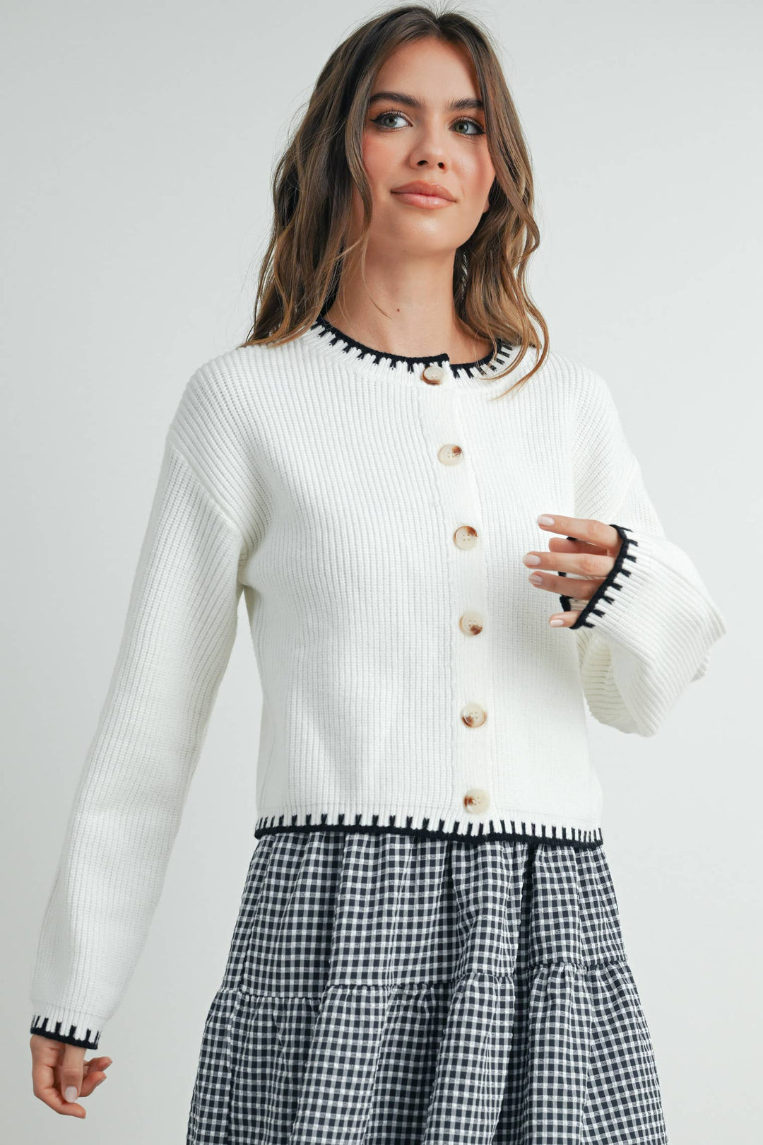 Buttermelon | Women's Crewneck Cardigan Sweater