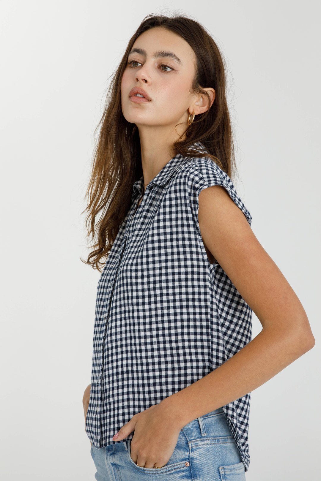 Be Cool | Boxy Cropped Gingham Button Up