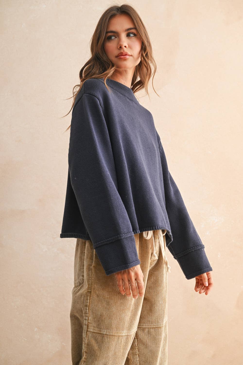 Miou Muse | Mock Neck Cotton Sweater