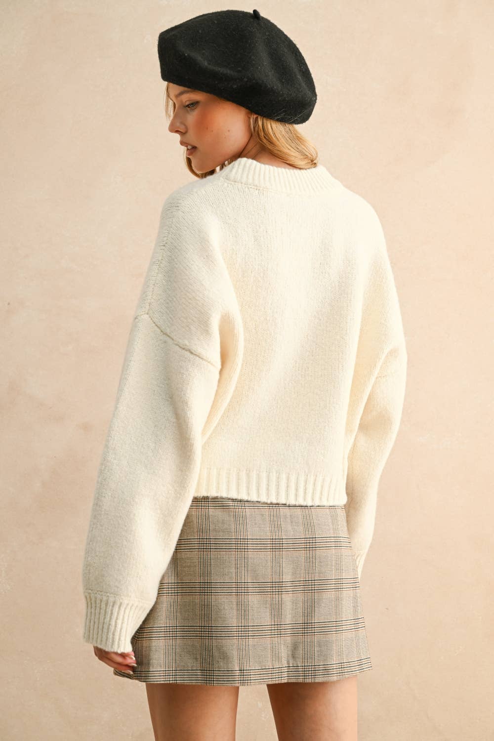 Miou Muse | Round Neck Simple Sweater Top