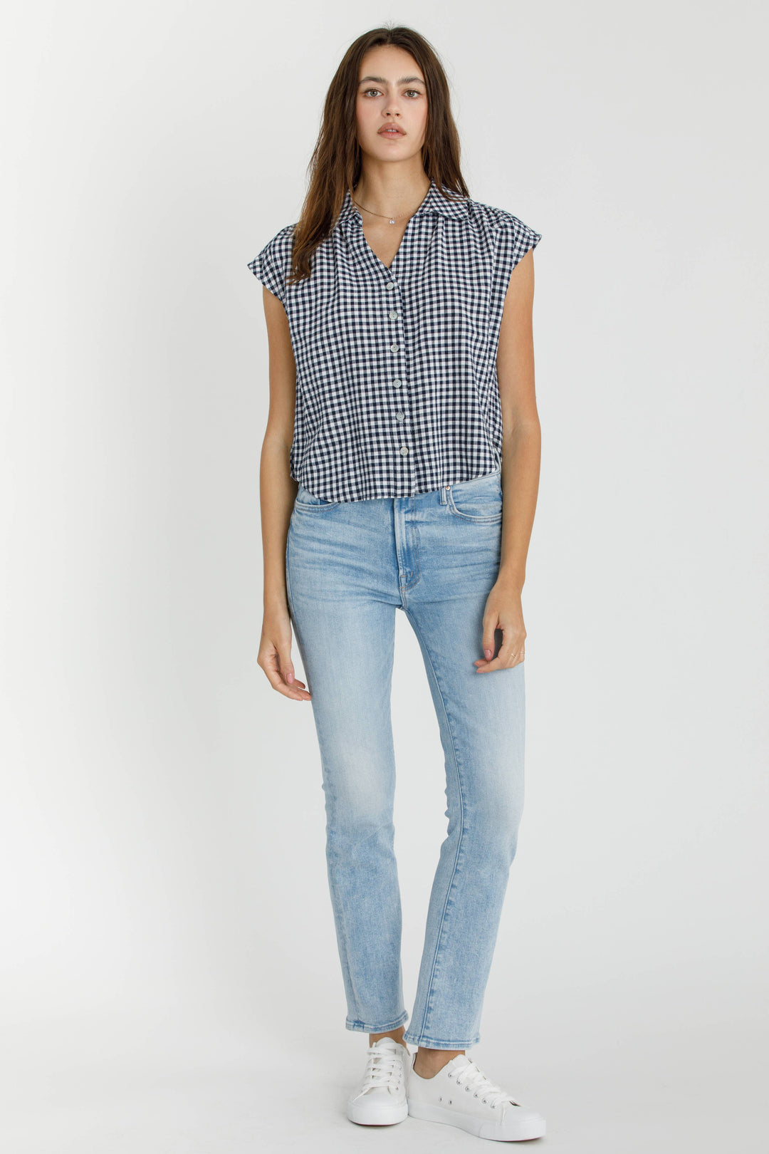 Be Cool | Boxy Cropped Gingham Button Up