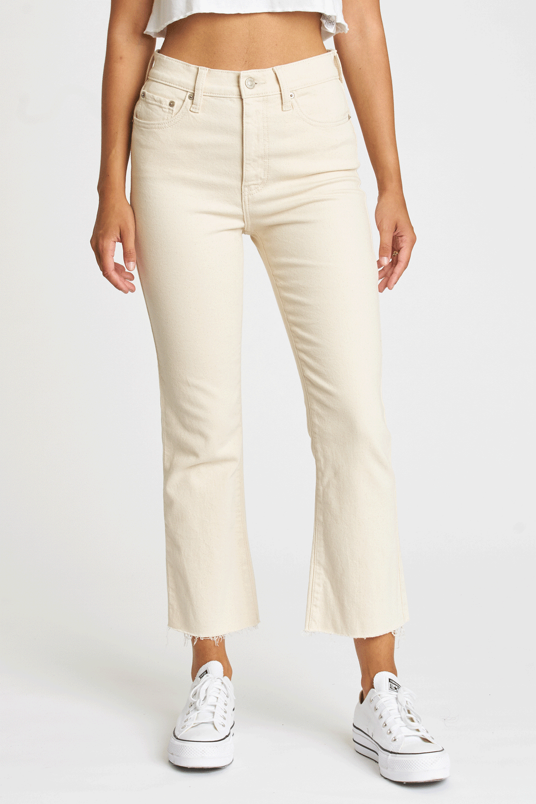 Daze Denim | Shy Girl High Rise Flare Bootcut Jeans in cream