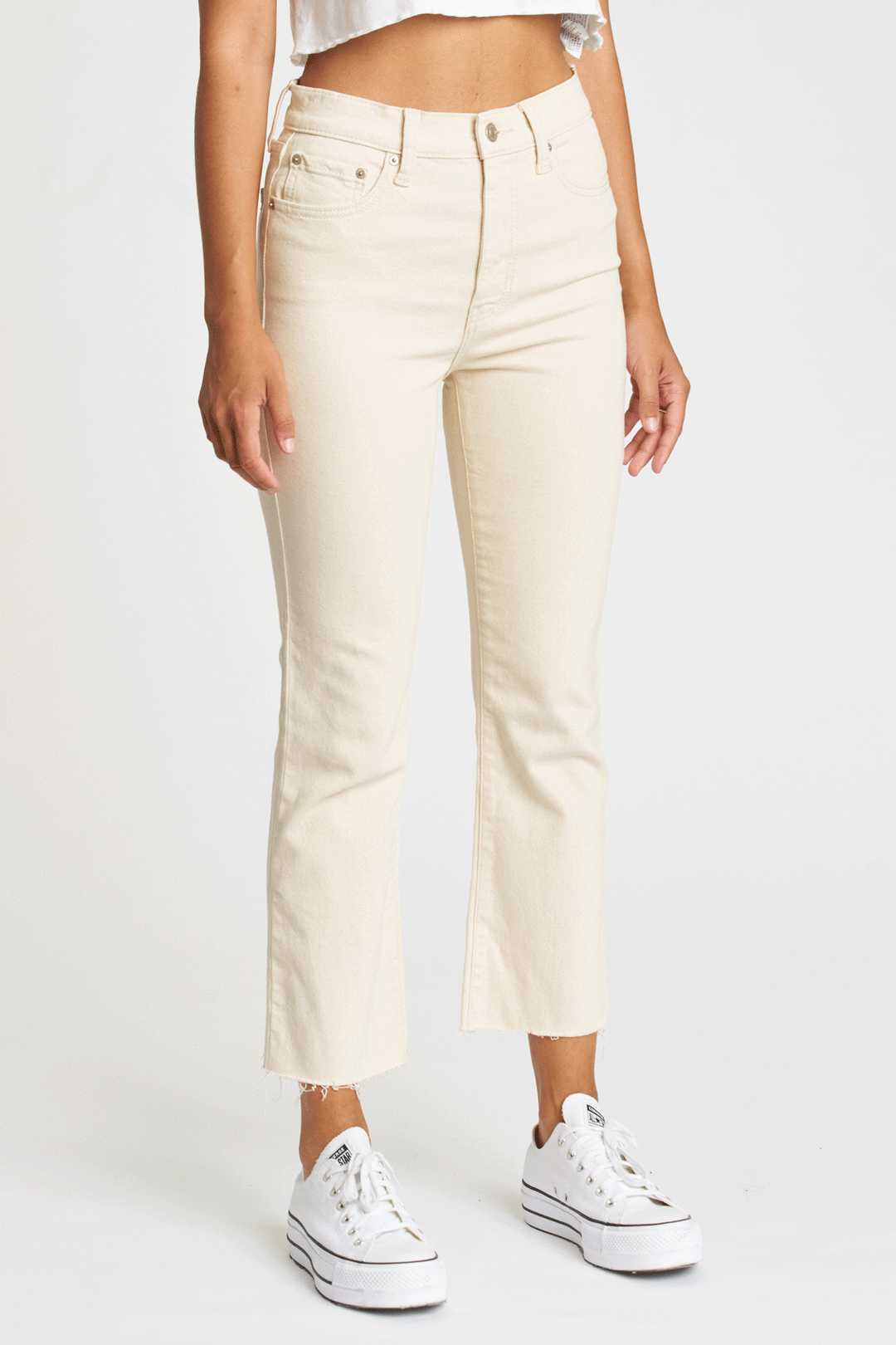 Daze Denim | Shy Girl High Rise Flare Bootcut Jeans in cream