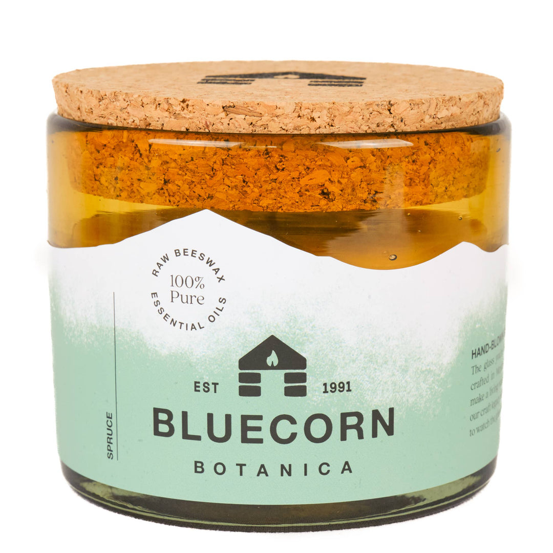 Bluecorn Candles | Scented Beeswax Candles - Pure Essential Oils - Blown Glass Holders