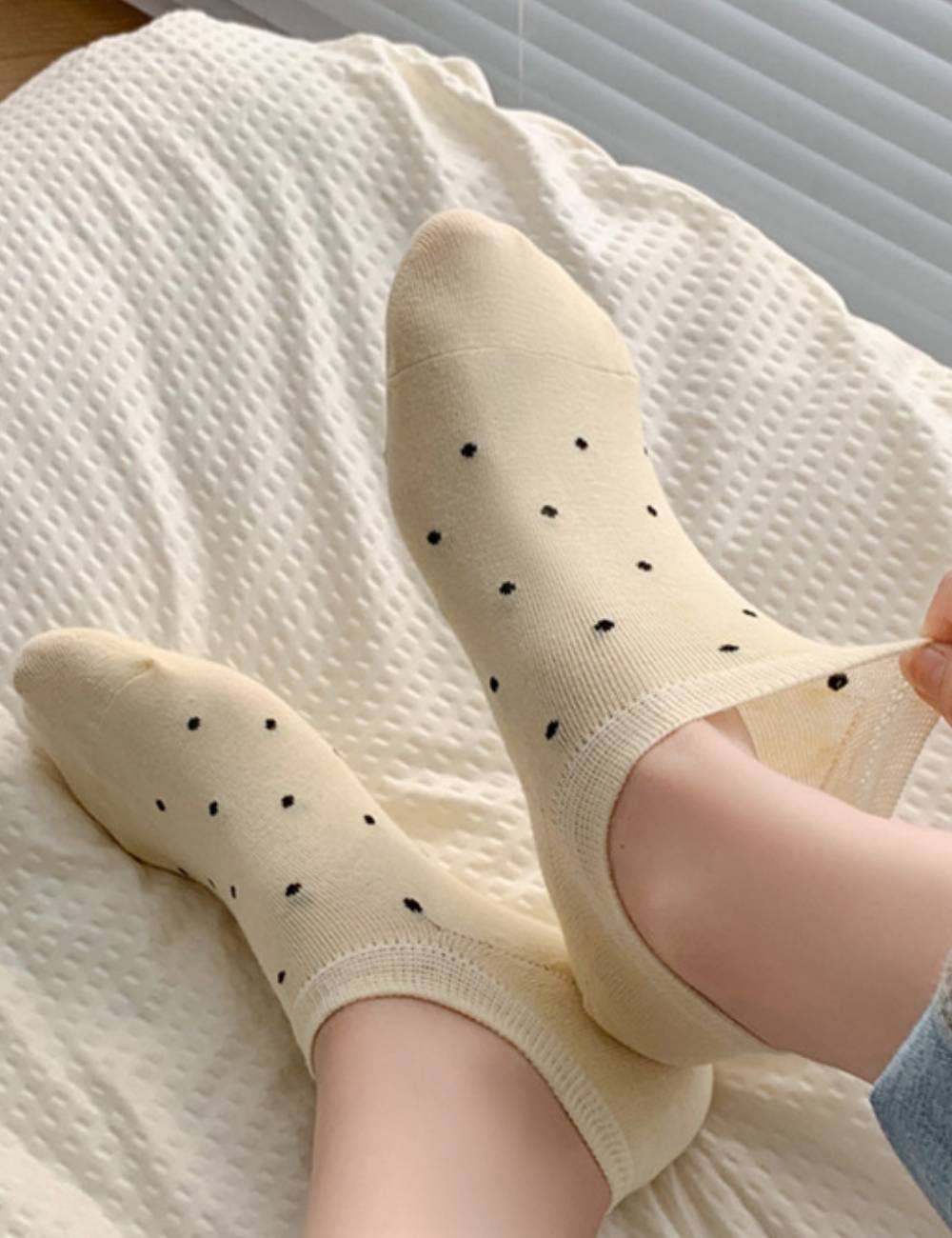 Sweetkama | Ladies Polka Dot Knit Boat Socks