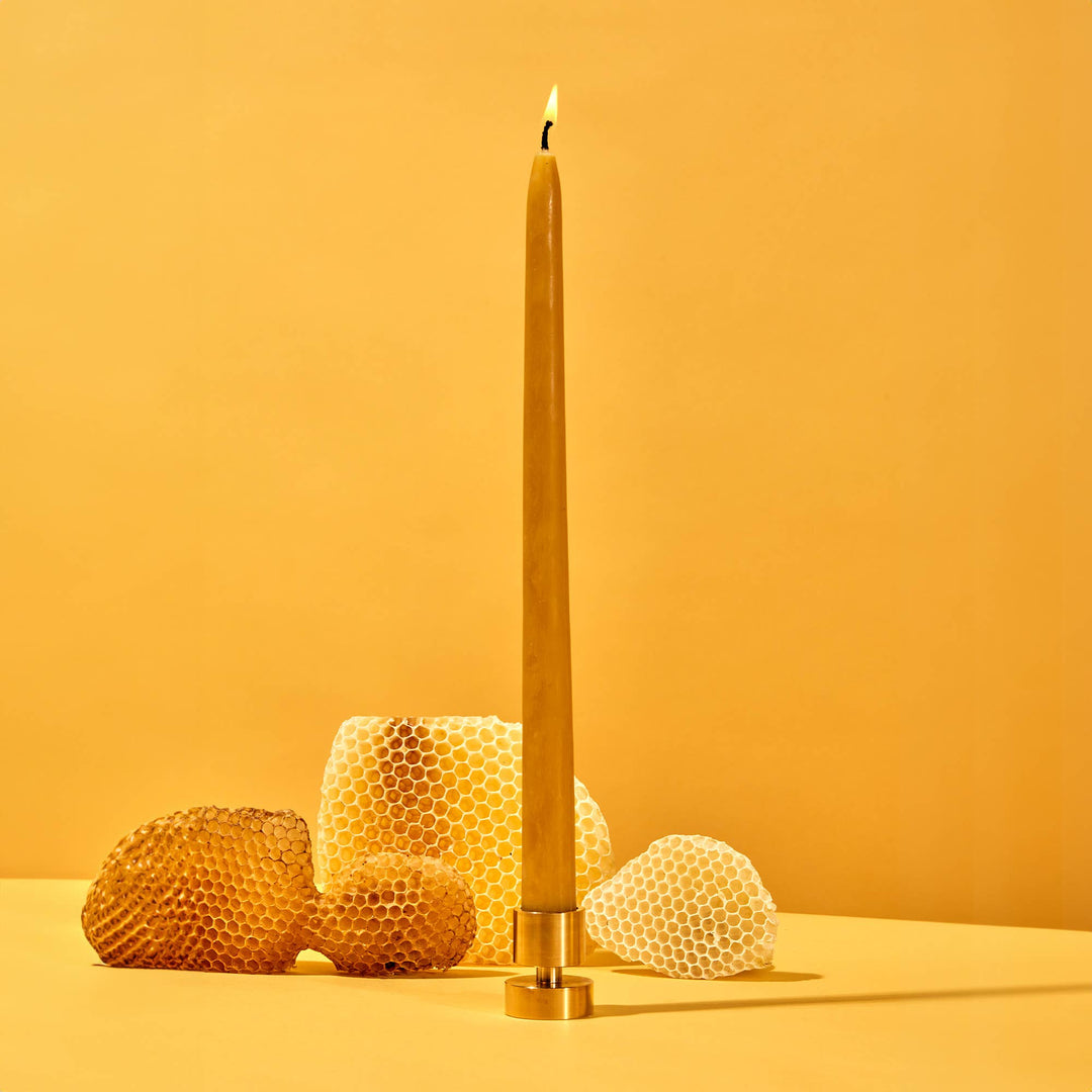 54 Celsius | 100% Beeswax Tapers (2 Pack): 12" Tall - 8 hour burn time