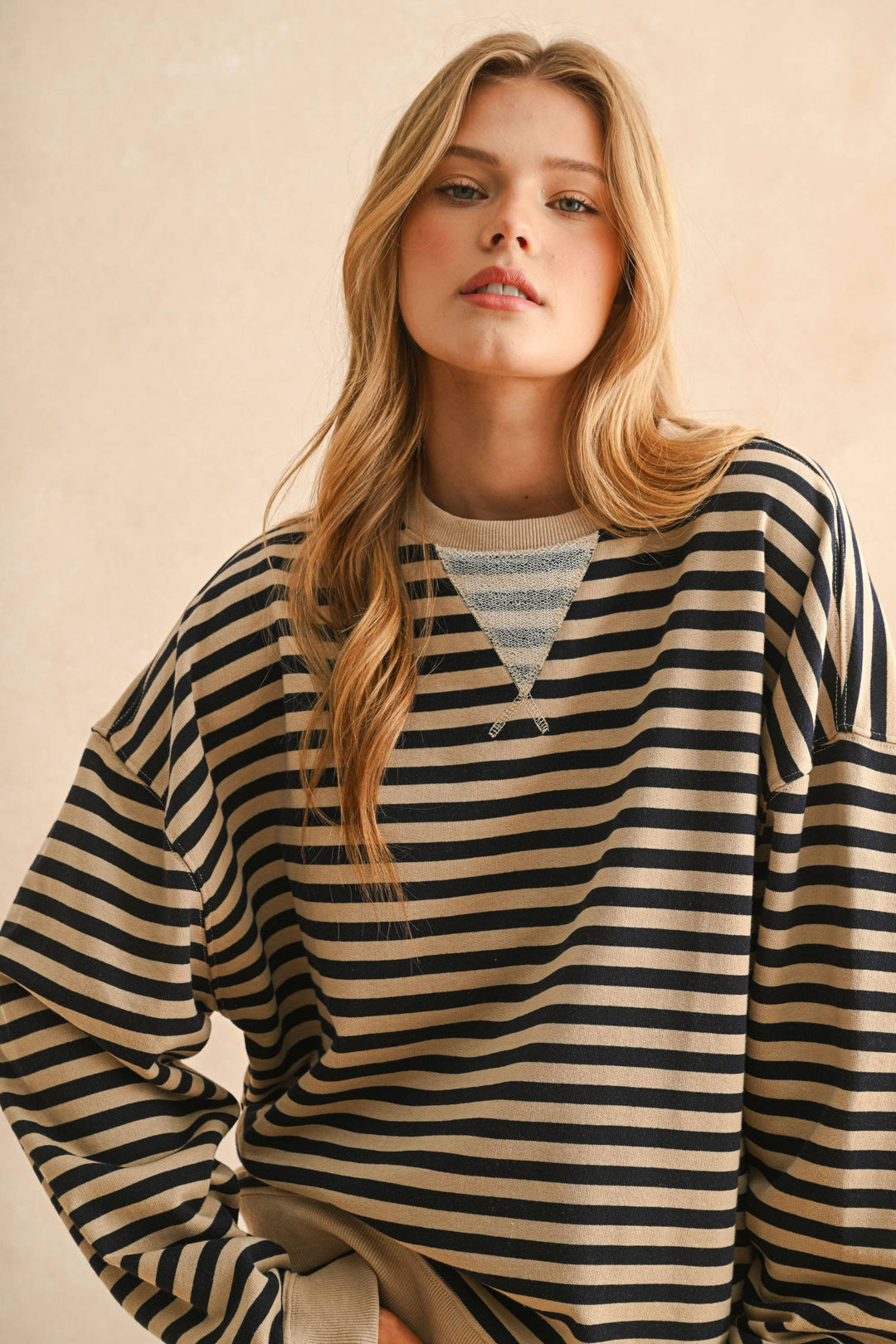 Miou Muse | Striped Knitted Long Sleeve Pullover