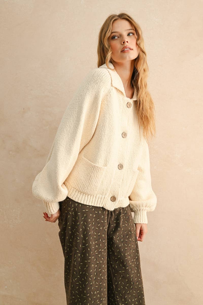 Miou Muse |  Cactus Button Front Sweater Cardigan