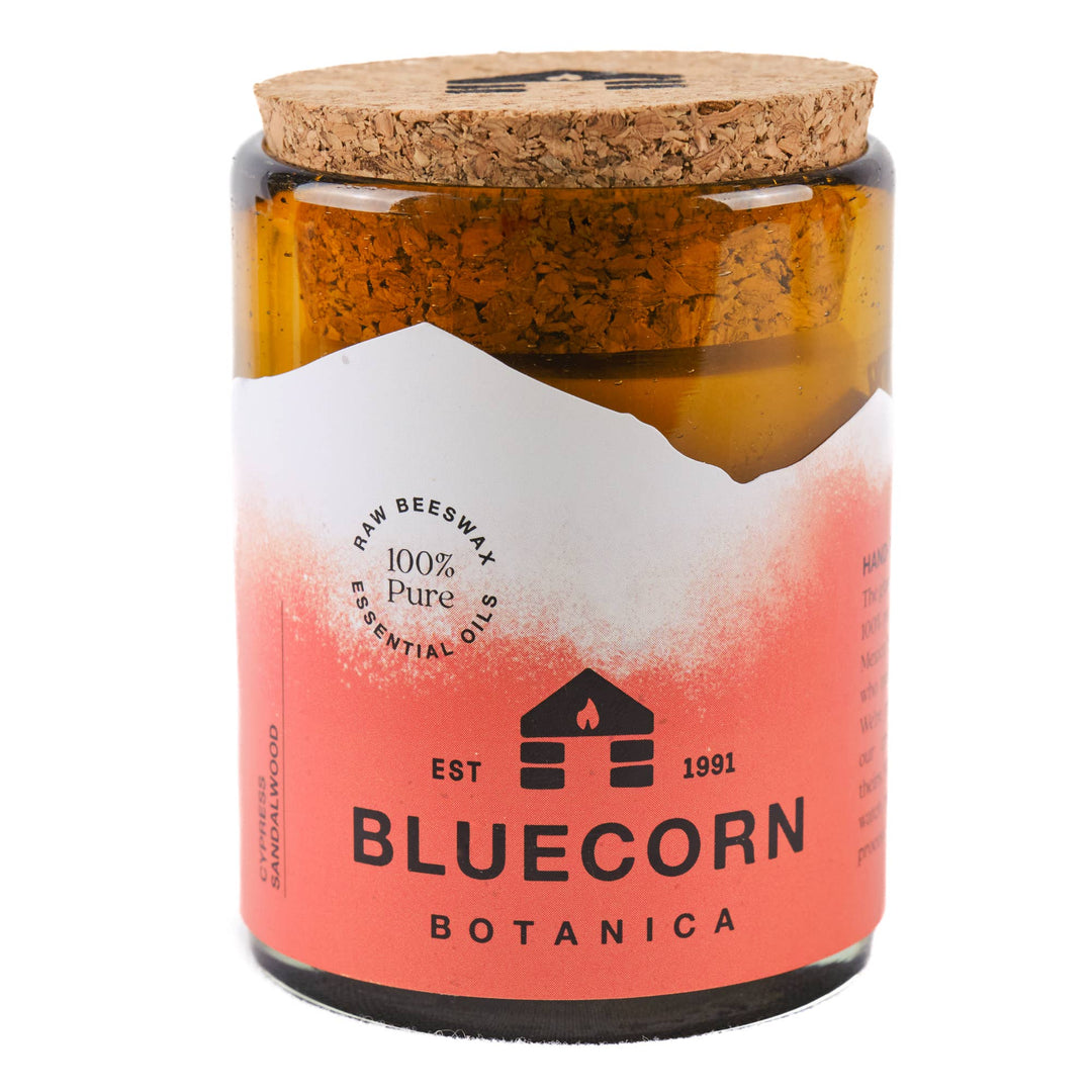 Bluecorn Candles | Scented Beeswax Candles - Pure Essential Oils - Blown Glass Holders