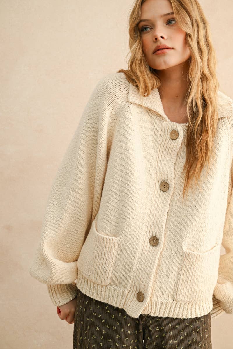 Miou Muse |  Cactus Button Front Sweater Cardigan
