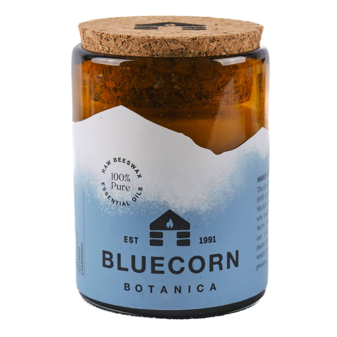 Bluecorn Candles | Scented Beeswax Candles - Pure Essential Oils - Blown Glass Holders