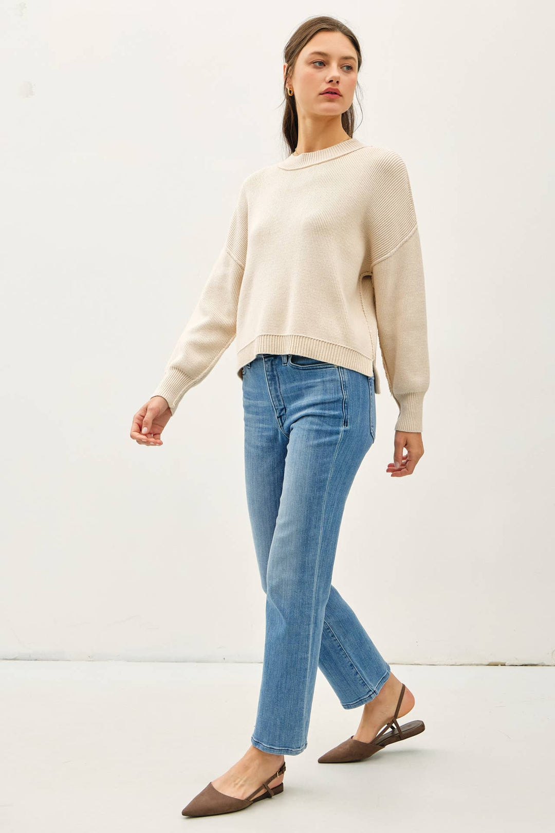 Be Cool | Ribbed Knit Raw Hem Sweater
