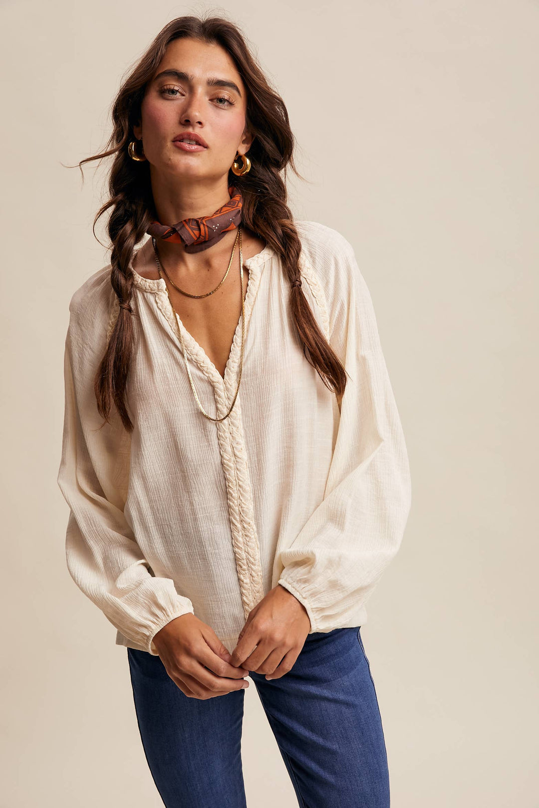 Listicle | Braided Trim Peasant Blouse
