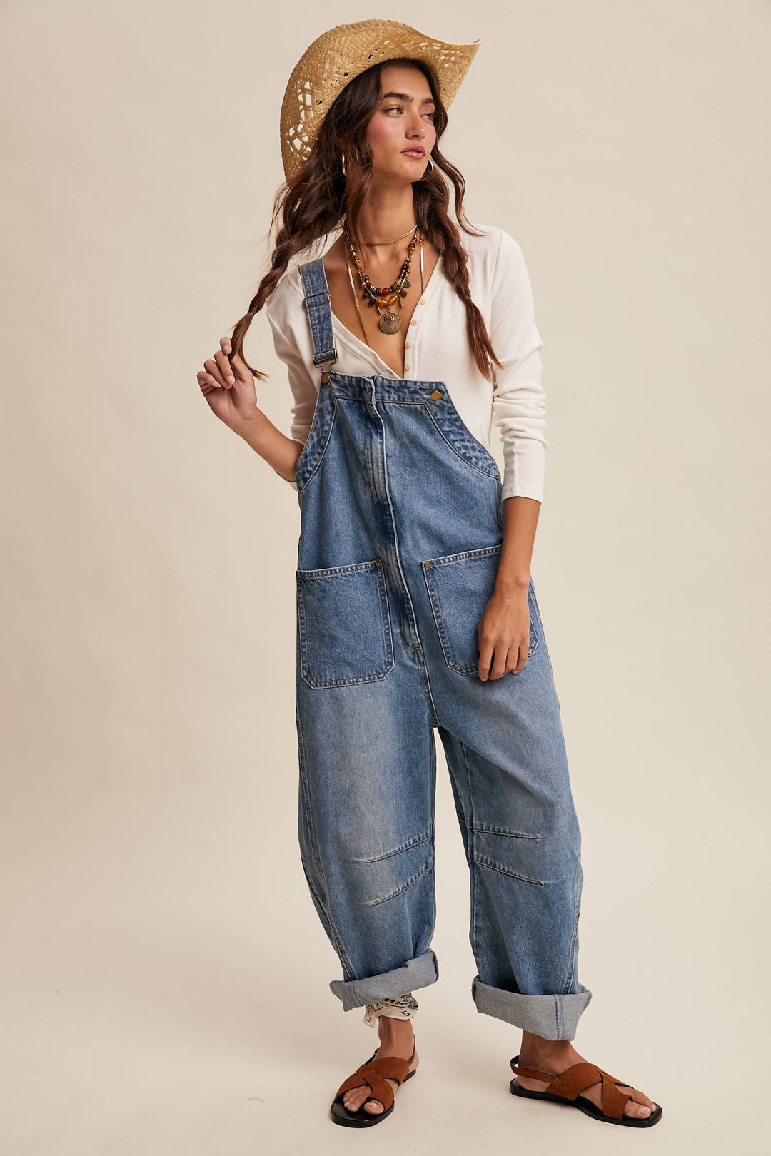 Listicle | Western Wide-Leg Denim Overalls