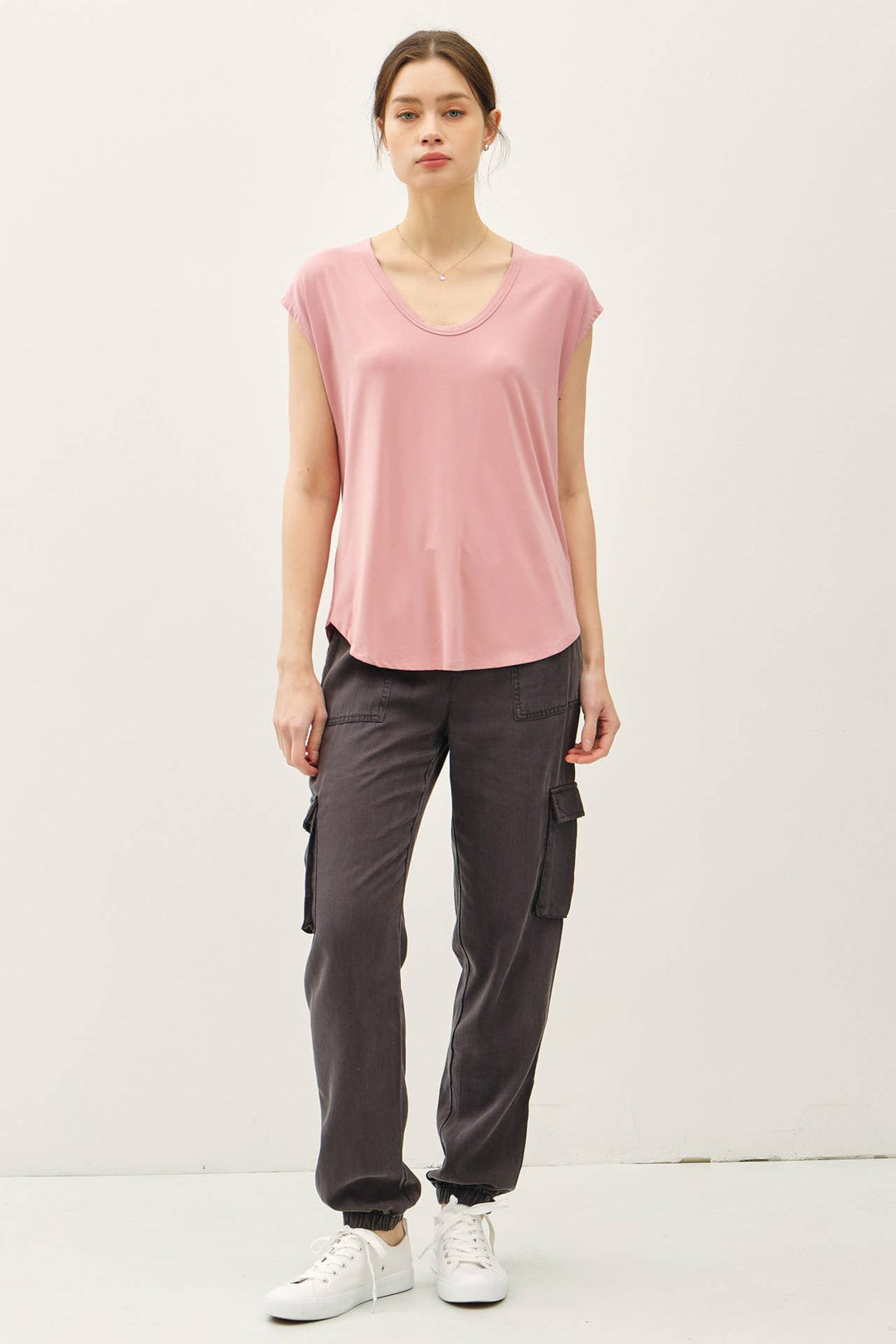 Be Cool | Bamboo Basic Scoop Neck Cap Sleeve Tee