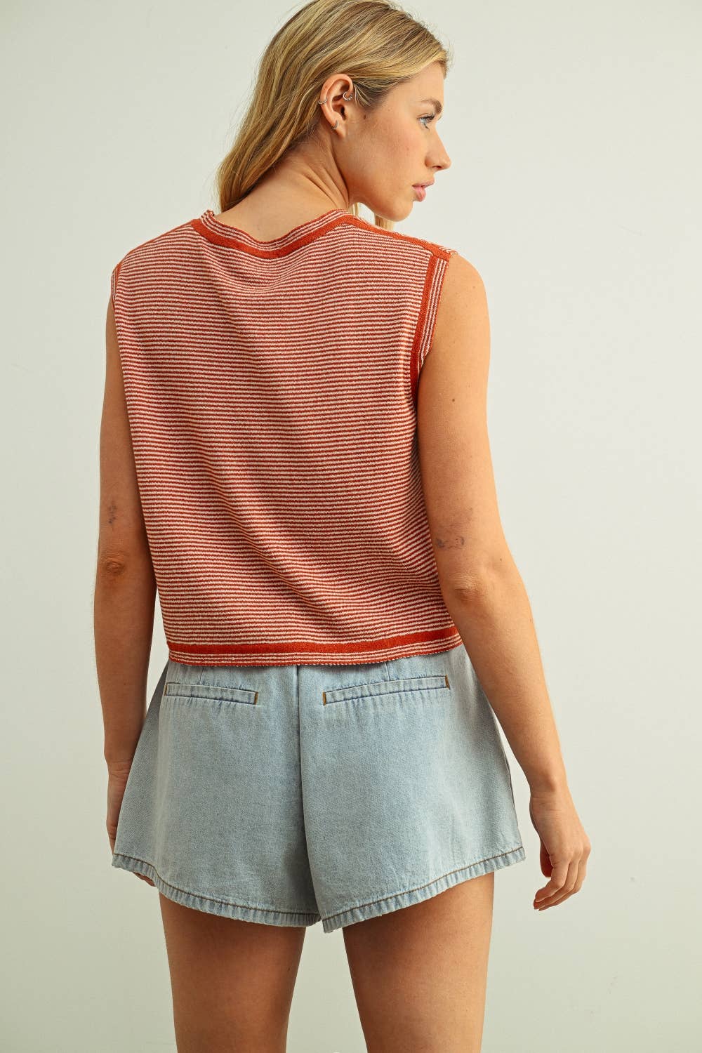 Miou Muse | Pinstripe Knit Tank Top